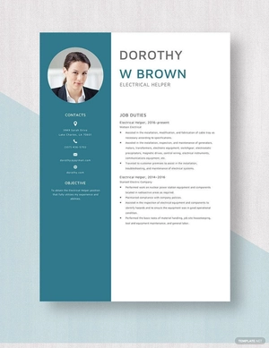 Electrical Helper Resume