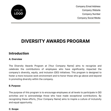 Free Diversity Awards Program HR Template to Edit Online