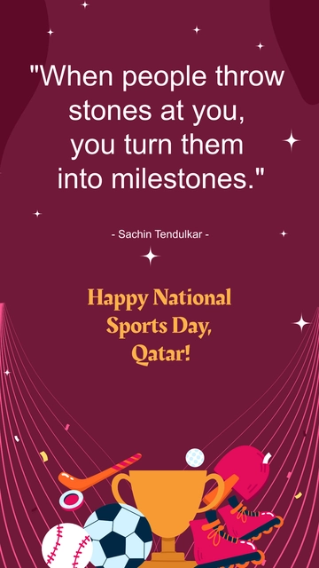 Free Qatar National Sports Day Quote Template to Edit Online