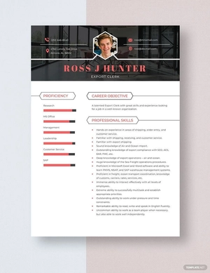 Export Clerk Resume