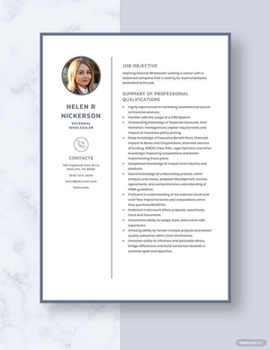 External Wholesaler Resume