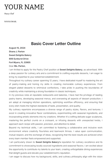 Free Basic Cover Letter Outline Template to Edit Online