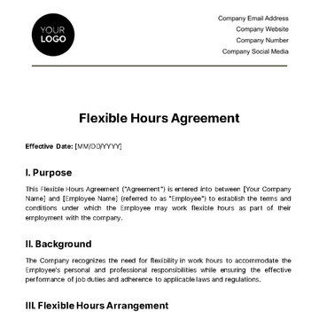 Free Flexible Hours Agreement HR Template to Edit Online