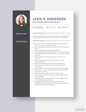 Print Production Coordinator Resume
