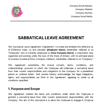 Free Sabbatical Leave Agreement HR Template to Edit Online
