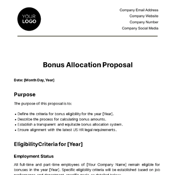Free Bonus Allocation Proposal HR Template to Edit Online