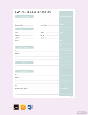 Sample Employee Incident Report Template