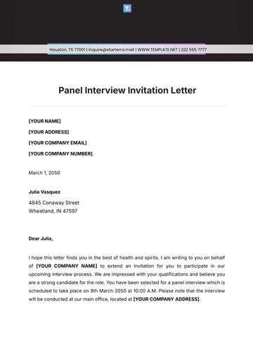 Free Panel Interview Invitation Letter Template to Edit Online