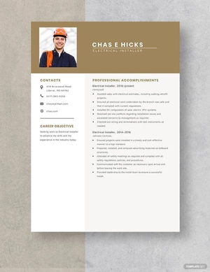 Electrical Installer Resume