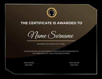 Free Legal Risk Management Certificate Template to Edit Online