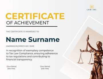Free Tax Law Compliance Certificate Template to Edit Online
