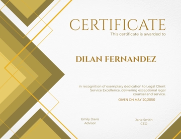 Free Legal Client Service Excellence Certificate Template to Edit Online