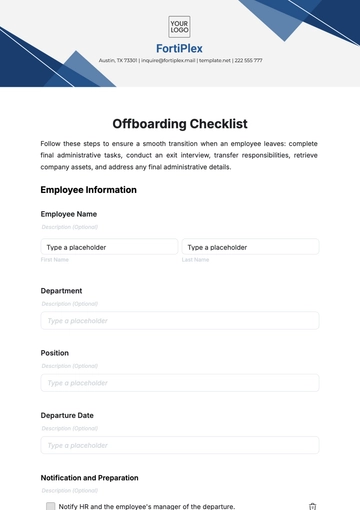 Free Offboarding Checklist HR Template to Edit Online