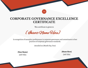Free Corporate Governance Excellence Certificate Template to Edit Online