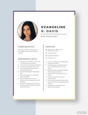 Bar Assistant Resume