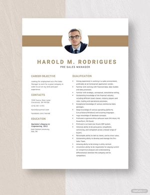 Pre Sales Manager Resume