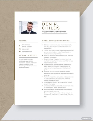 Precision Instrument Repairer Resume