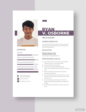 Pre-K Teacher Resume