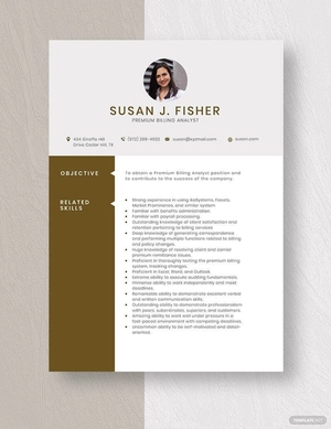 Premium Billing Analyst Resume