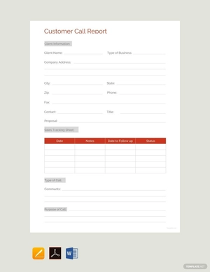 Customer Call Report Template
