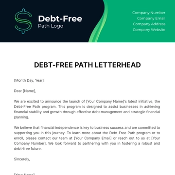 Free Debt-Free Path Letterhead Template to Edit Online