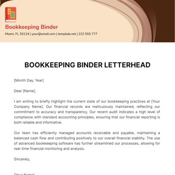 Free Bookkeeping Binder Letterhead Template to Edit Online