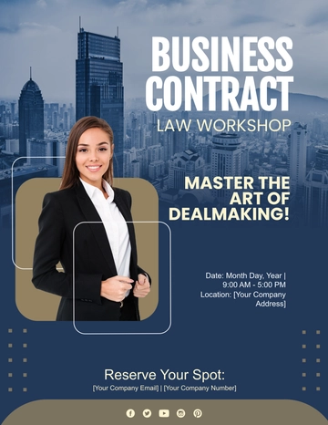 Free Business Contract Law Workshop Flyer Template to Edit Online