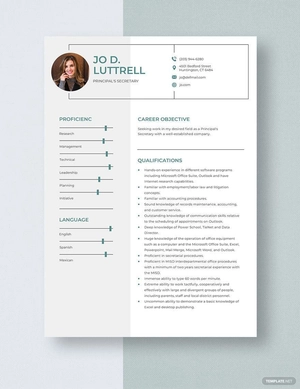 Principal's Secretary Resume