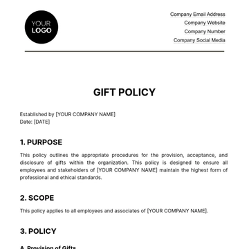 Free Gift Policy HR Template to Edit Online