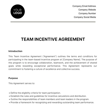 Free Team Incentive Agreement HR Template to Edit Online