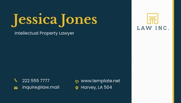 Free Intellectual Property Lawyer Business Card Template to Edit Online