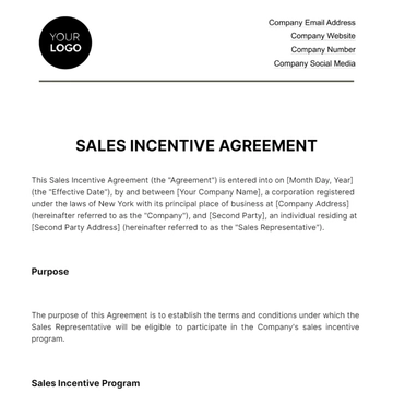 Free Sales Incentive Agreement HR Template to Edit Online