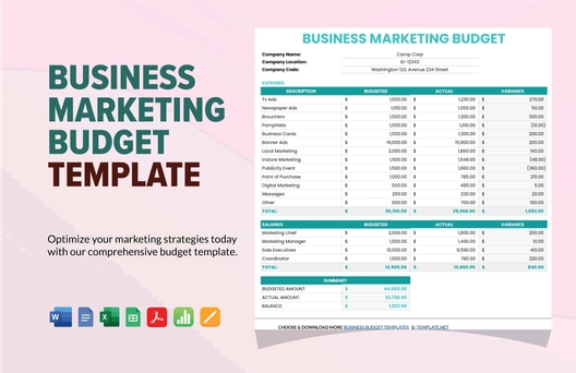 Business Marketing Budget Template