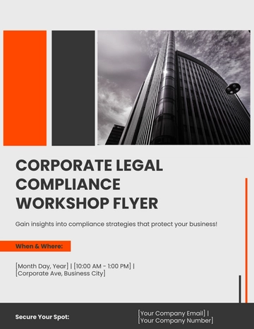 Free Corporate Legal Compliance Workshop Flyer Template to Edit Online