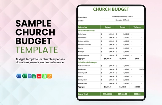 Sample Church Budget Template