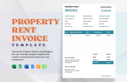 Property Rent Invoice Template