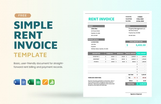 Simple Rent Invoice Template