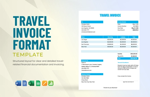 Travel Invoice Format Template