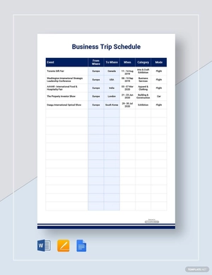 Business Trip Schedule Template