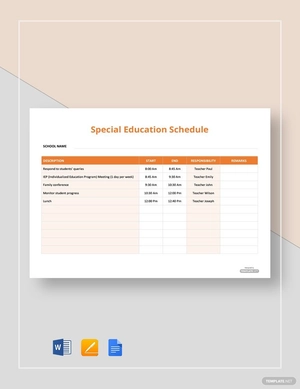 Special Education Schedule Template Special Education Schedule Template