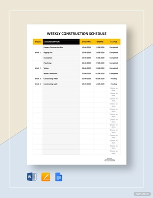 Weekly Construction Schedule Template