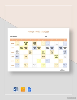 Yearly Event Schedule Template