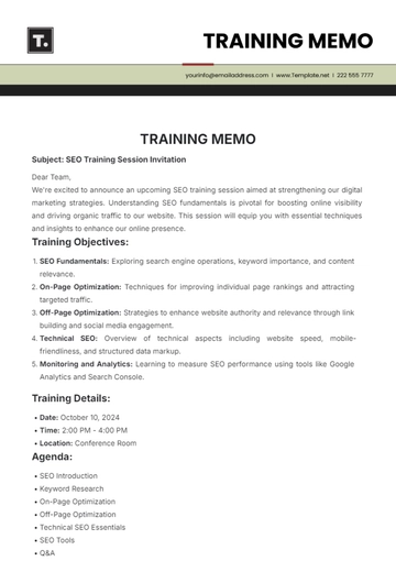Free Training Memo Template to Edit Online