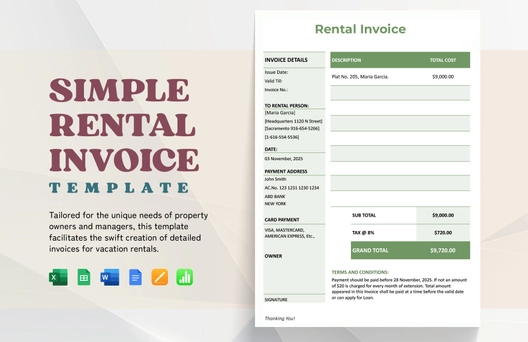 Simple Rental Invoice Template