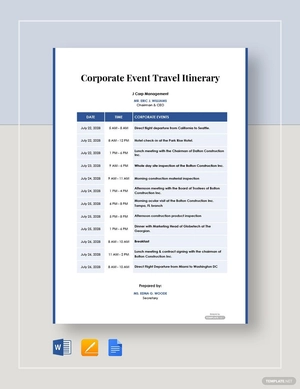 Corporate Event Travel Itinerary Template Corporate Event Travel Itinerary Template
