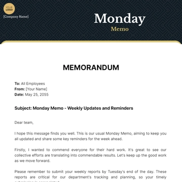 Free Monday Memo Template to Edit Online