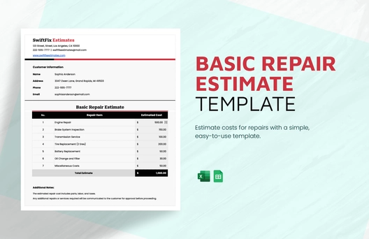 Basic Repair Estimate Template