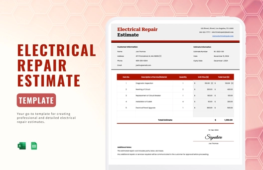 Electrical Repair Estimate Template