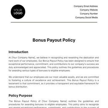 Free Bonus Payout Policy HR Template to Edit Online