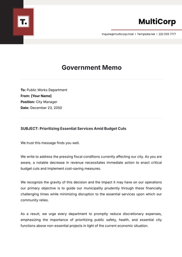 Free Government Memo Template to Edit Online